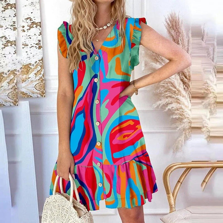 Elegantes ärmelloses Kleid mit V-Ausschnitt