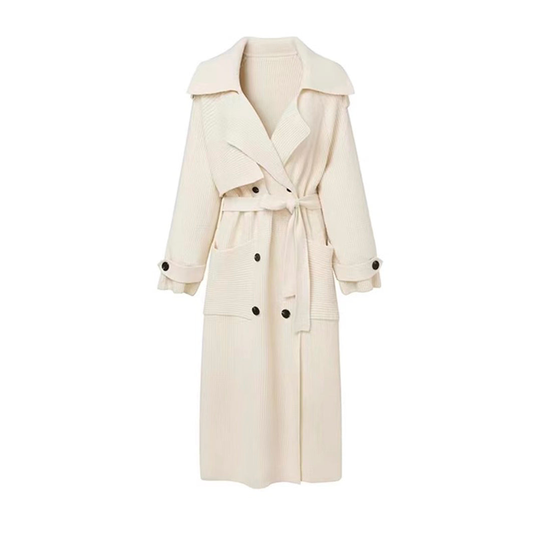 High-end Thickened Long Heavy-duty Windbreaker Sweater Jacket With Loose Design And Lazy Style Knitted Cardigan For Women In Autumn And Winter - Modefluss
