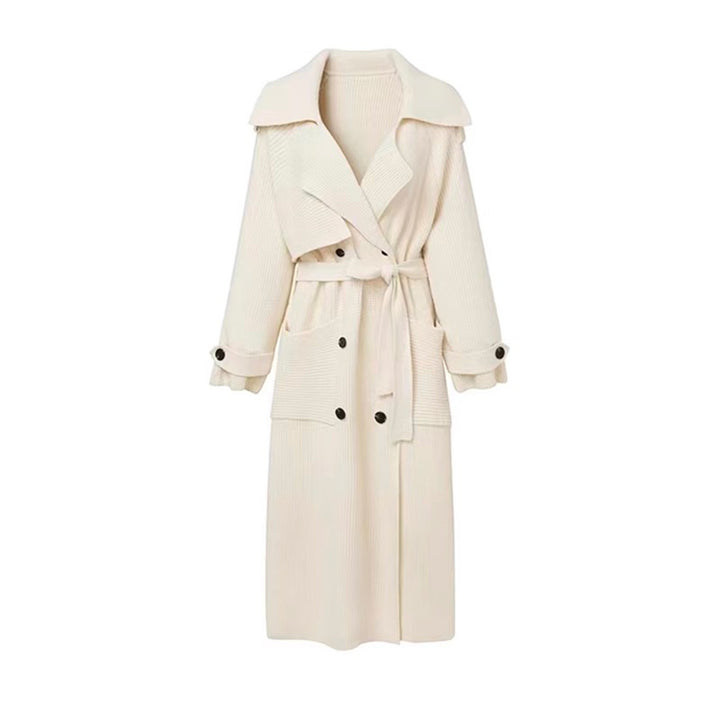 High-end Thickened Long Heavy-duty Windbreaker Sweater Jacket With Loose Design And Lazy Style Knitted Cardigan For Women In Autumn And Winter - Modefluss