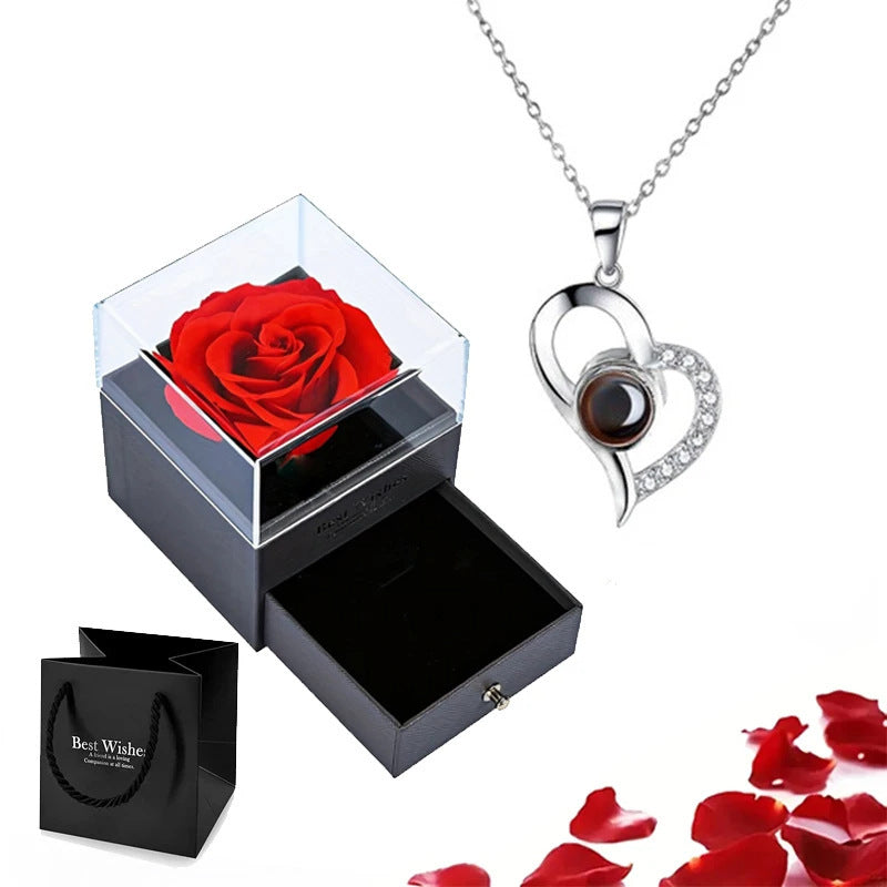 Gift Box Copper Micro Bar Heart Pendant Necklace - Modefluss