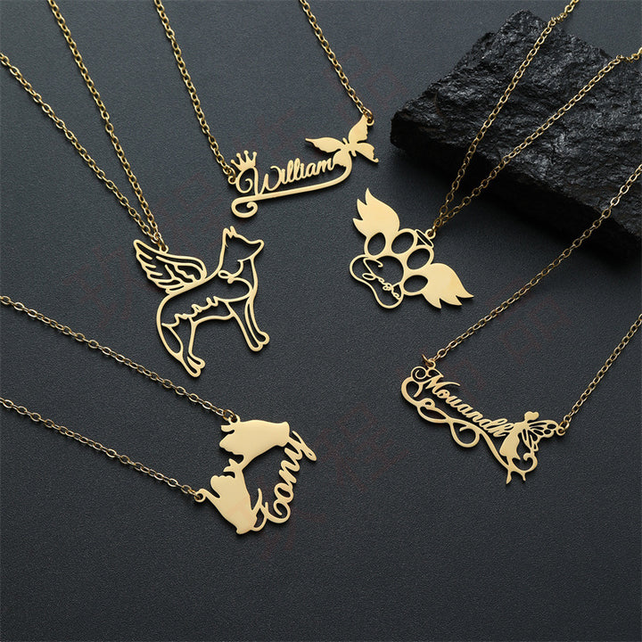 Stainless Steel English Letter Pendant Plated 18K Gold - Modefluss