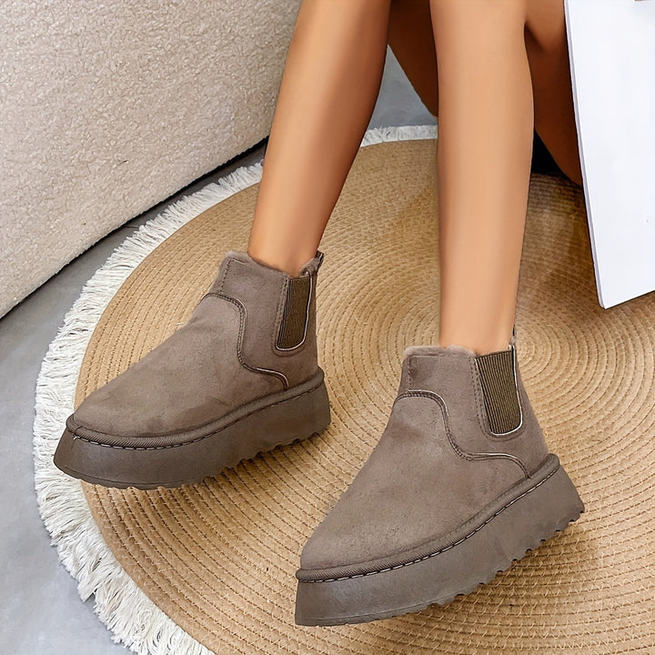Winter Snow Boots Fashion Flat Thick-soled Cotton Shoes Round Toe Warm Plush Ankle Boot For Women - Modefluss
