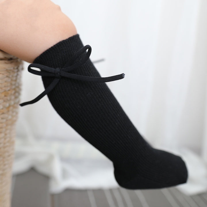 Girls' Bow Tube Socks Children's Monochrome Flat Mouth - Modefluss