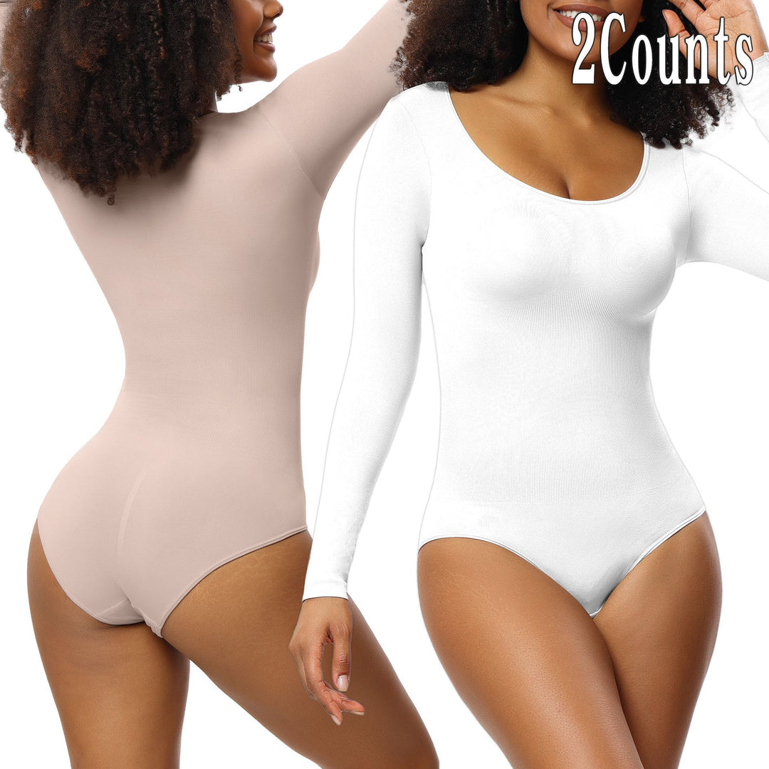Damen-Jumpsuit Unterziehshirt Langarm Korsett Einteiler Korsett - Modefluss