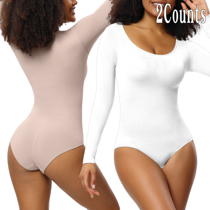 Damen-Jumpsuit Unterziehshirt Langarm Korsett Einteiler Korsett - Modefluss