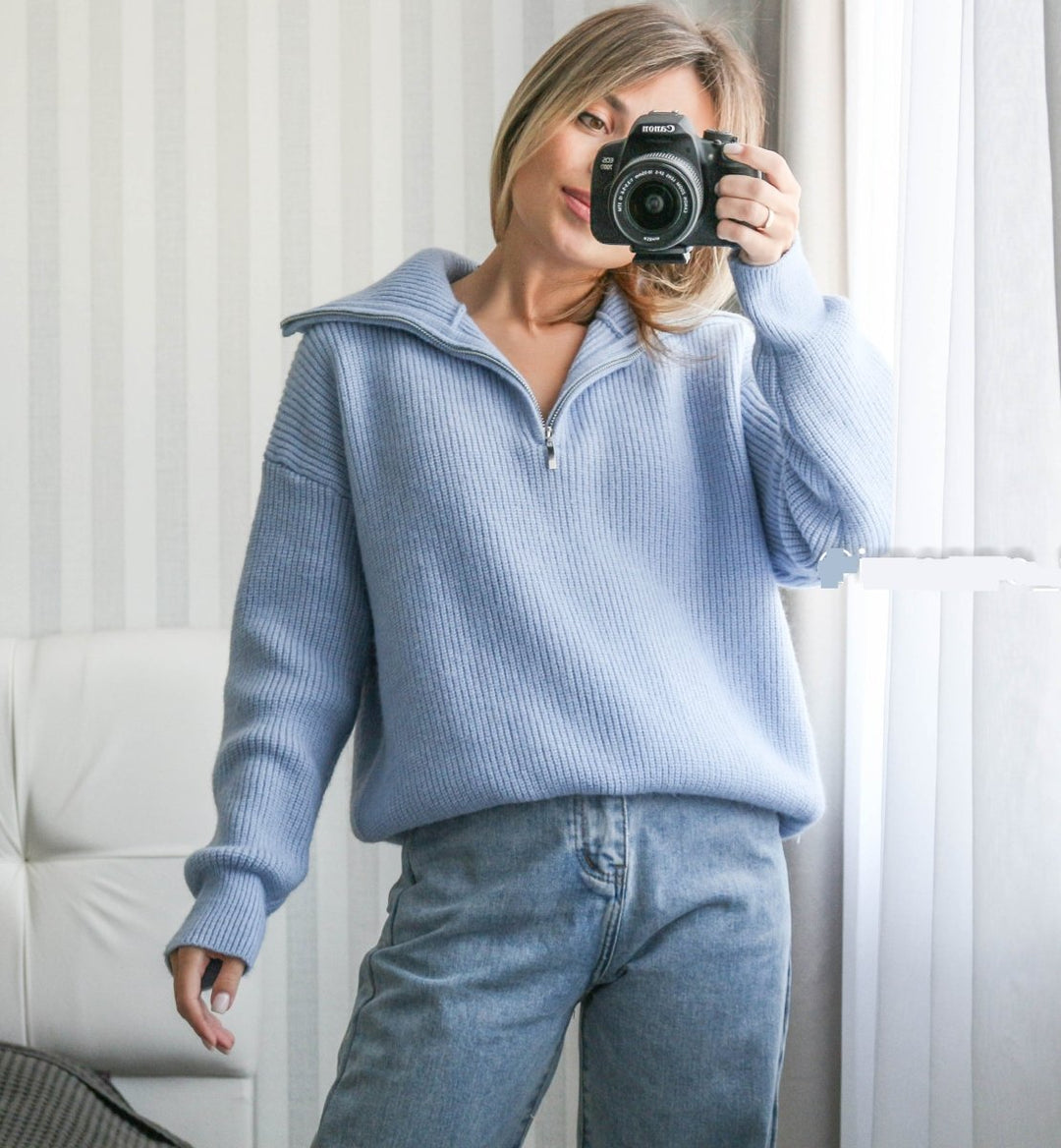 Luisa™ - Stylischer Lockerer Pullover mit Lockerem Reißverschluss