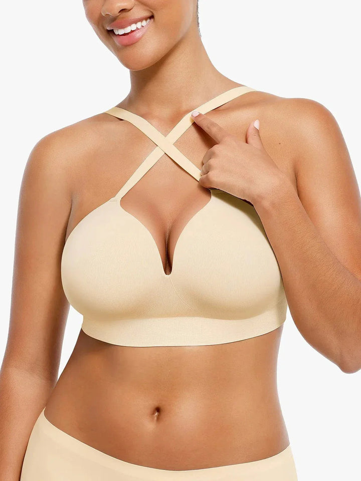 Seamless Wireless Push-Up V-Neck Bra Butt-Lifting Shorts Set