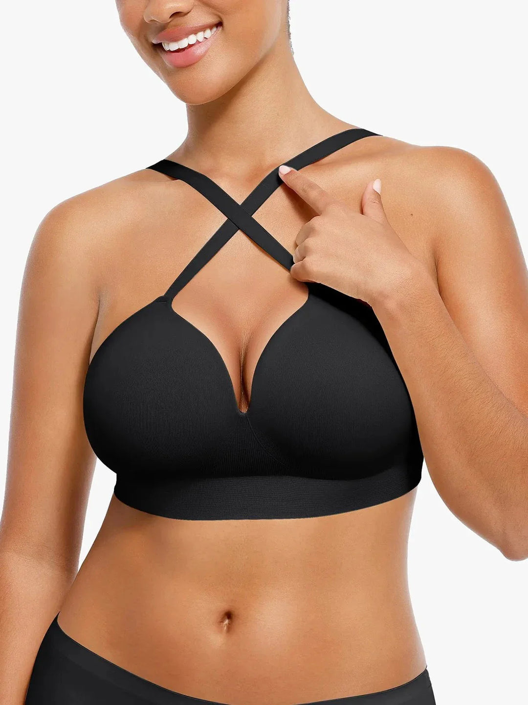 Seamless Wireless Push-Up V-Neck Bra Butt-Lifting Shorts Set