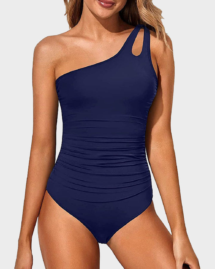 One Shoulder Tummy Control Swimsuit For Women