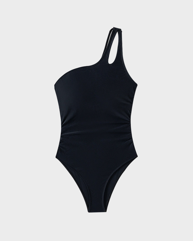 One Shoulder Tummy Control Swimsuit For Women