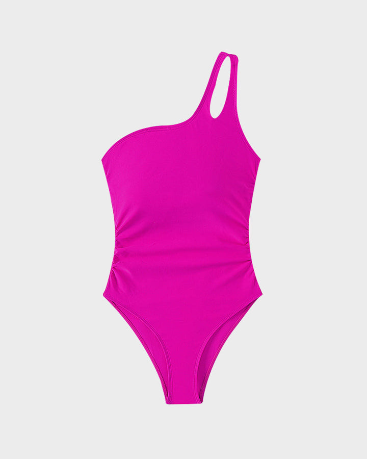 One Shoulder Tummy Control Swimsuit For Women