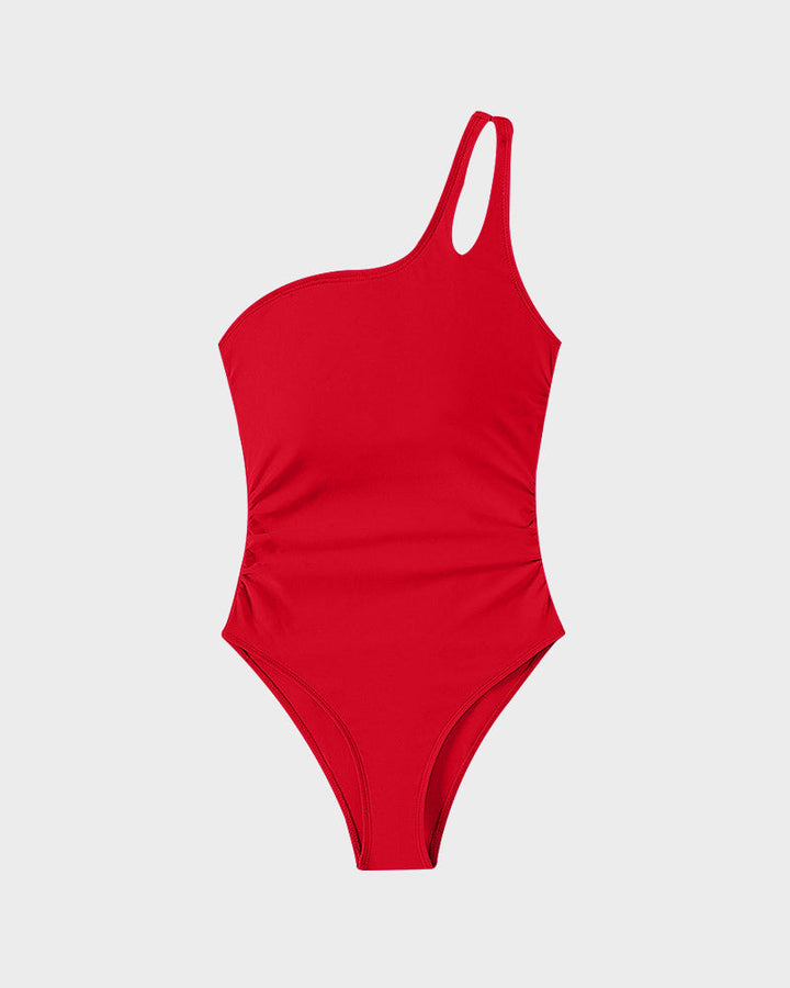 One Shoulder Tummy Control Swimsuit For Women