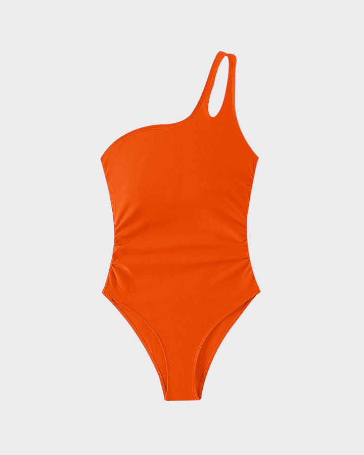 One Shoulder Tummy Control Swimsuit For Women