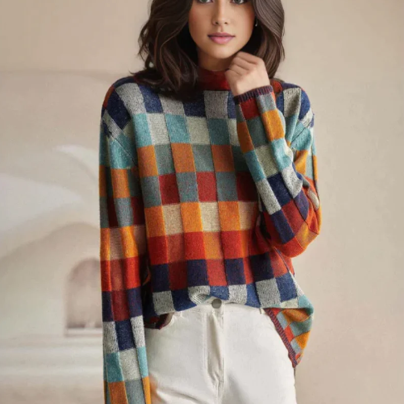 Stella™ - Oversized Couture Patchwork Rollkragen - Modefluss