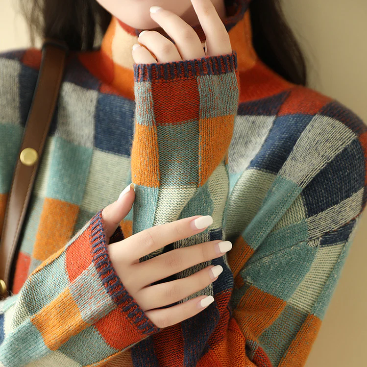 Stella™ - Oversized Couture Patchwork Rollkragen - Modefluss