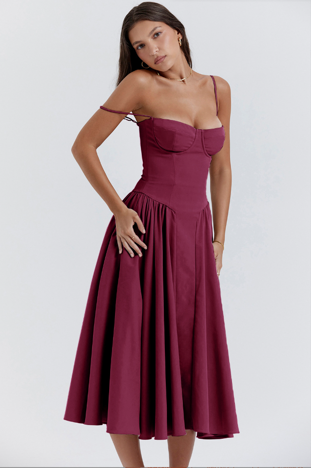 Ärmelloses Midikleid mit Korsett-Passform – Passform attrayant