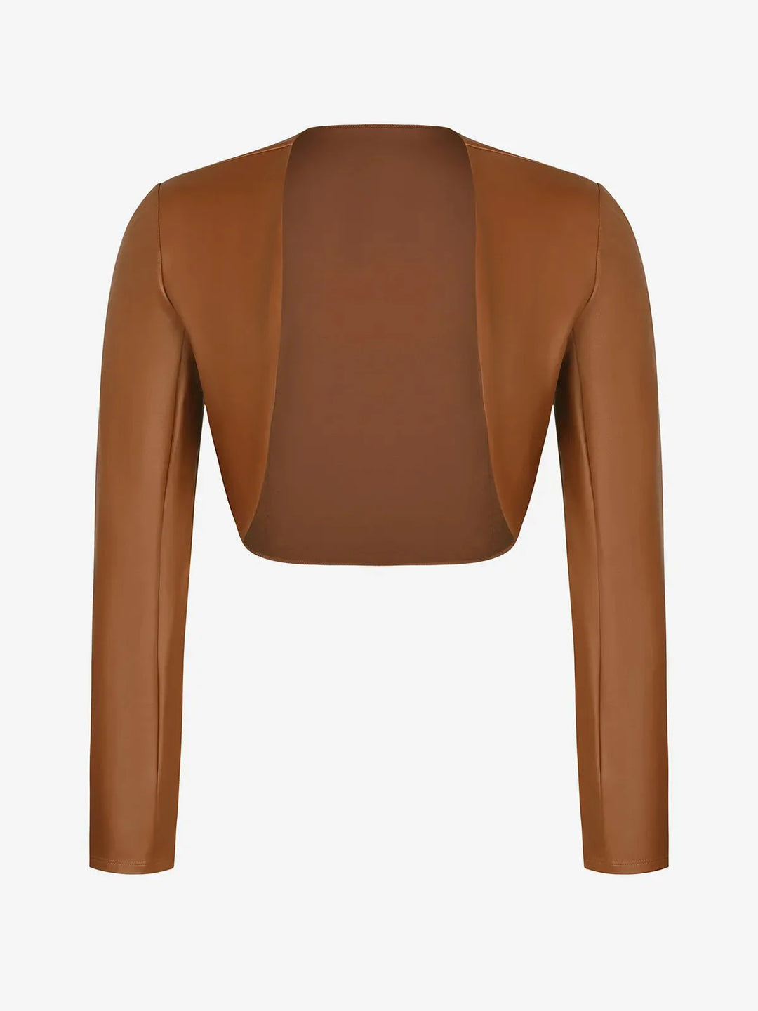 Long Sleeve Faux Leather Bolero Jacket - Modefluss