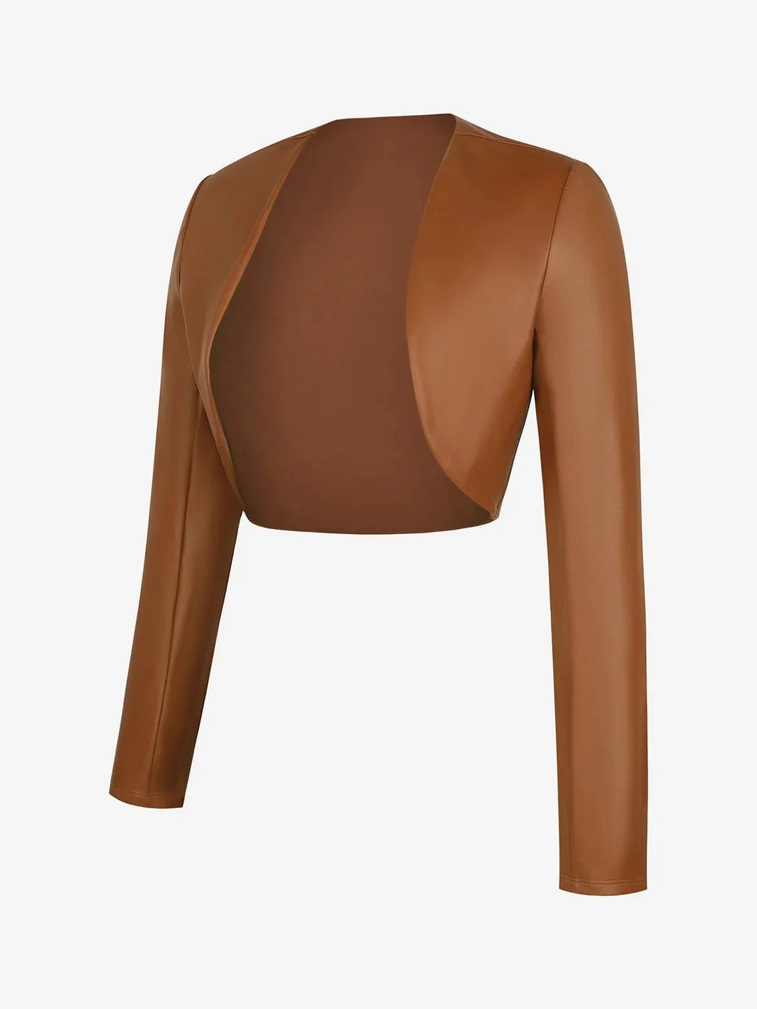 Long Sleeve Faux Leather Bolero Jacket - Modefluss