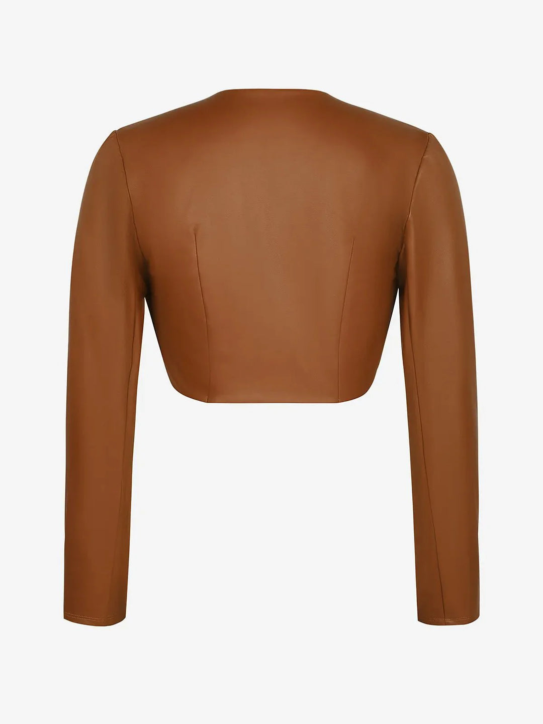 Long Sleeve Faux Leather Bolero Jacket - Modefluss