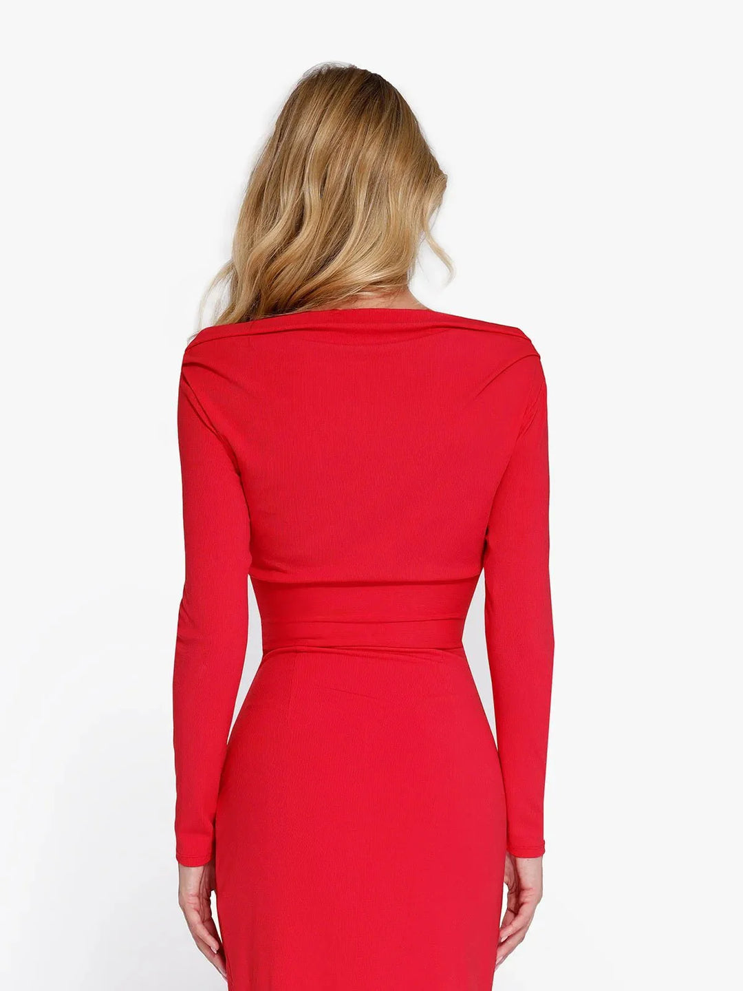 Long-Sleeve Rib Modal Off-the-Shoulder Slimming Crop Top - Modefluss