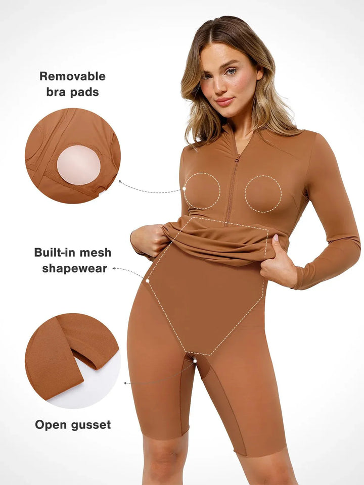 Redtag Thermal Shapewear Long Sleeve Mock Neck Midi Dress - Modefluss