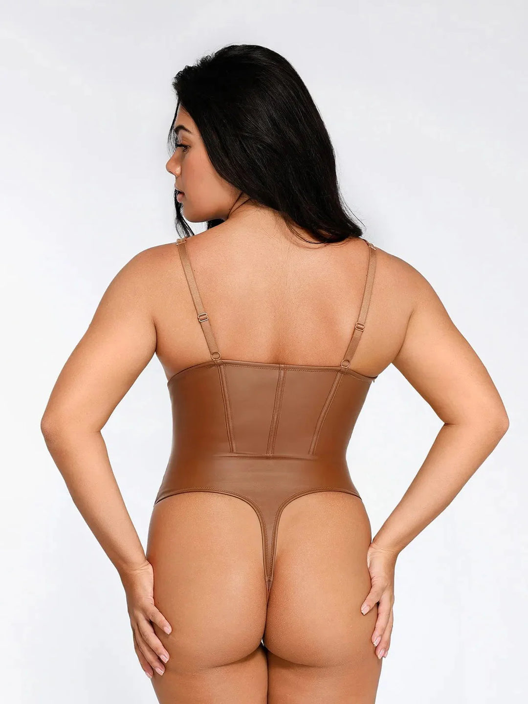 Body corset en similicuir effet sablier