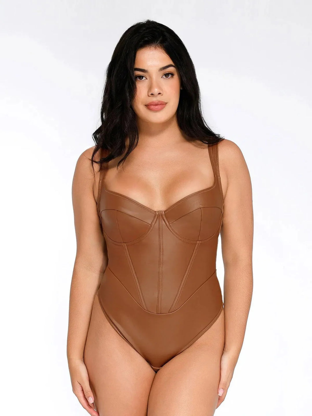 Body corset en similicuir effet sablier