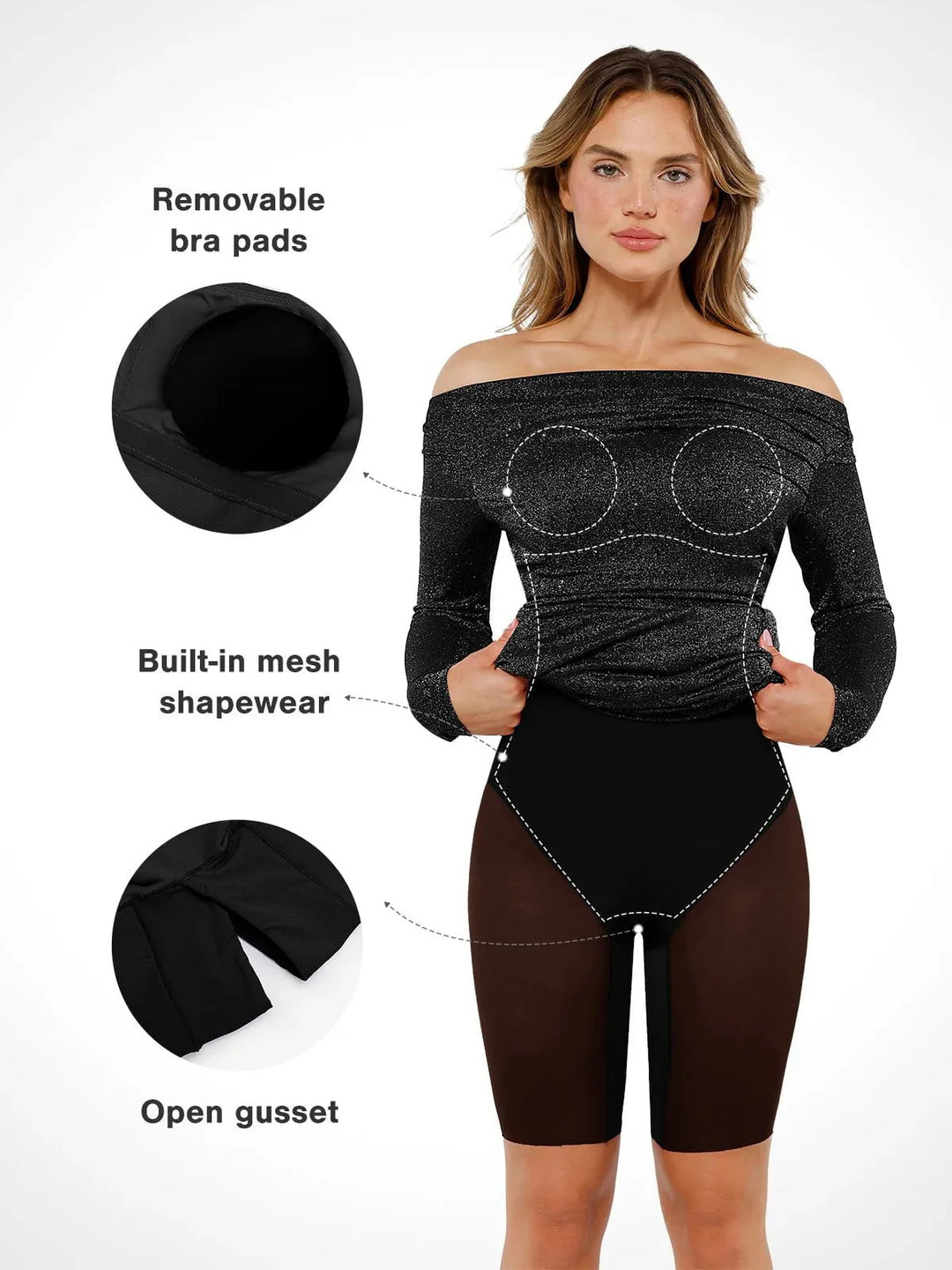 Shapewear Metallic Knit Long Sleeve Slim Mermaid Maxi Dress - Modefluss