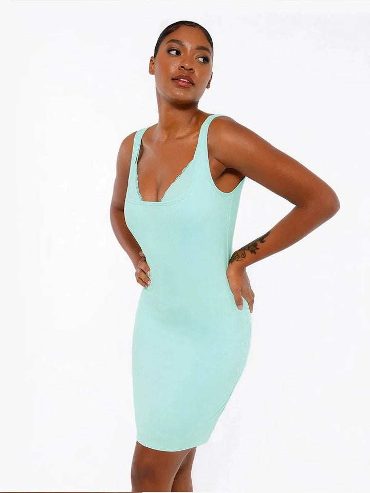 Shapewear Modal Sculpting Inner Lace Cami Mini Dress - Modefluss