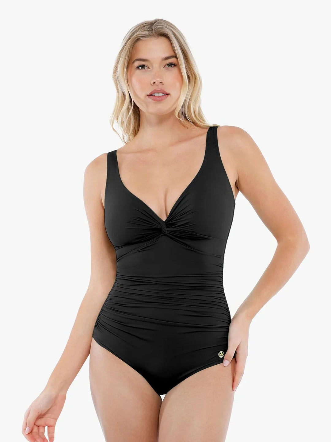Maillot de bain sculptant à fronces et torsadé sur le devant