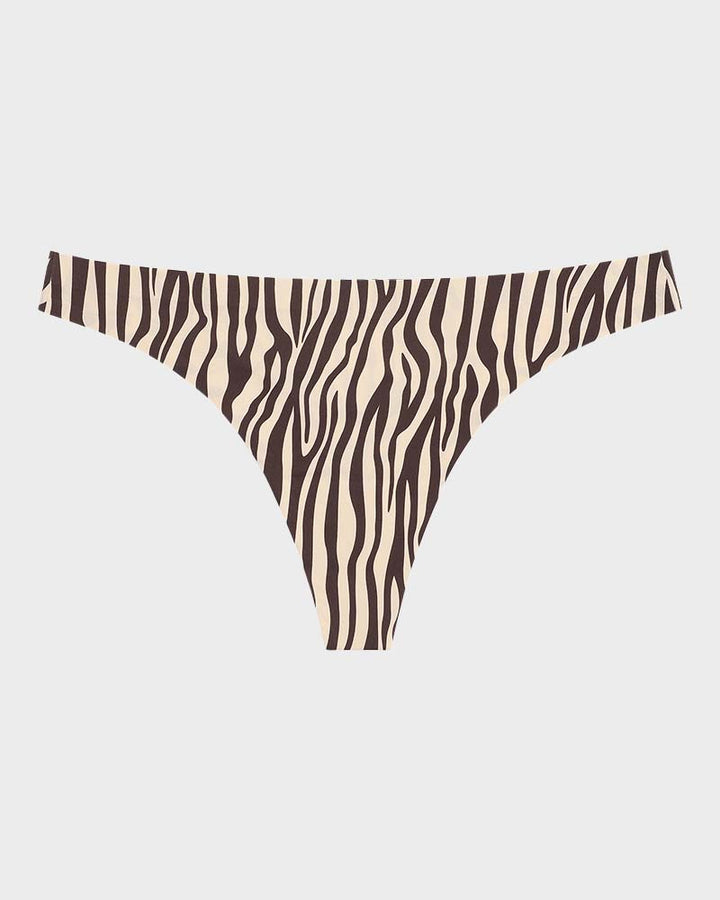 Low-Rise Animal Print Seamless Thong Panty