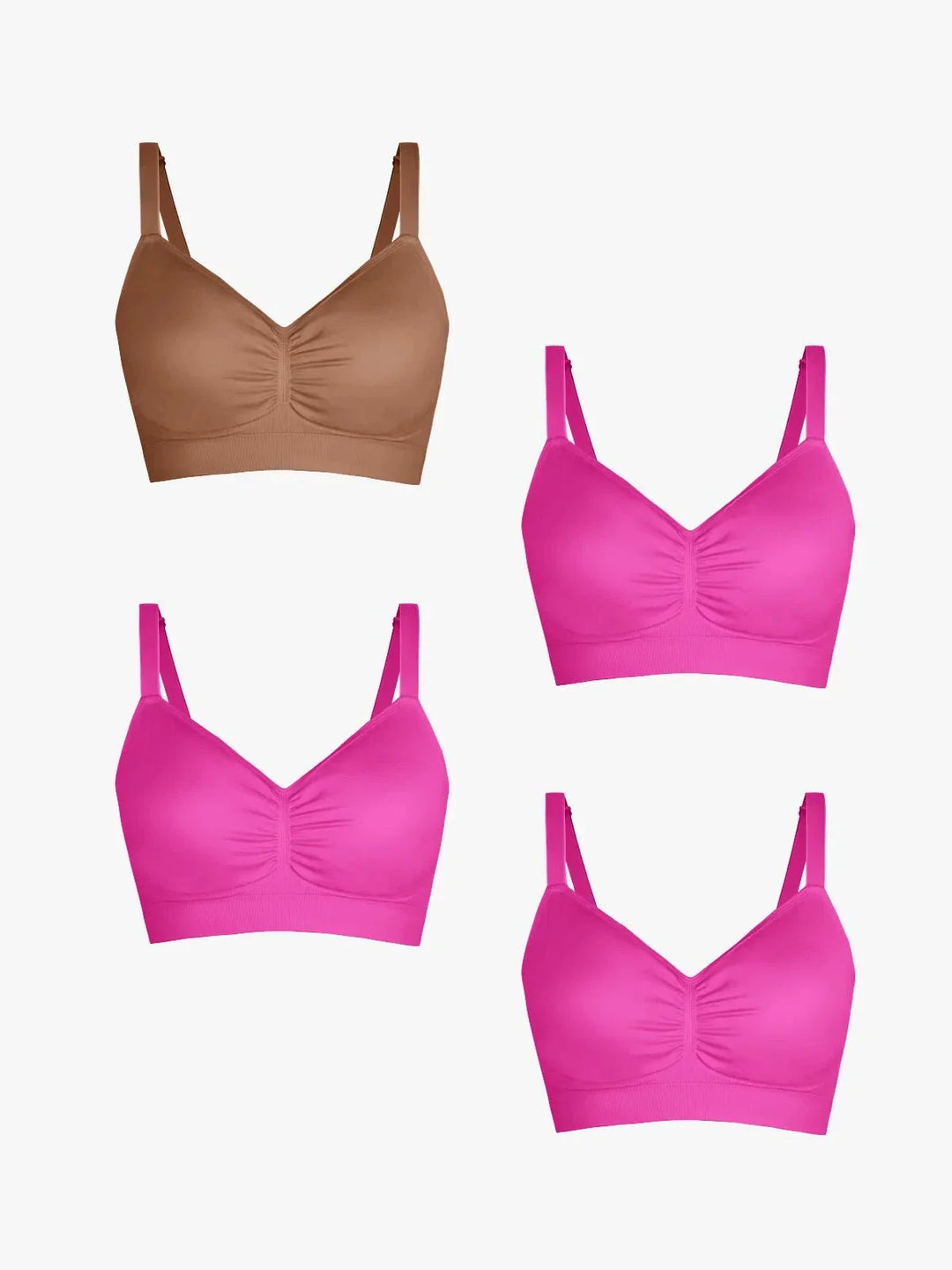 4-Pack Seamless Comfort Removable Pad Everyday Bra Bundle