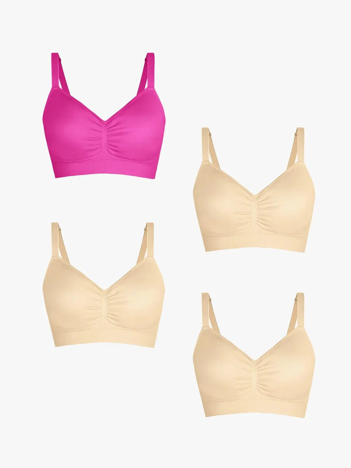 4-Pack Seamless Comfort Removable Pad Everyday Bra Bundle
