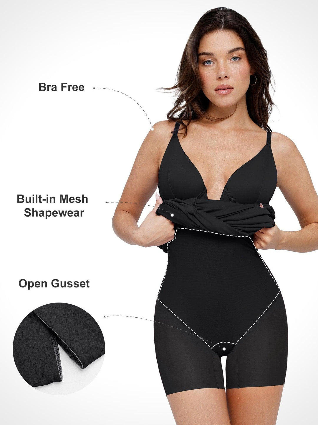 Bluetag Shapewear Plunging V Ruched Bodycon Mini Dress - Modefluss