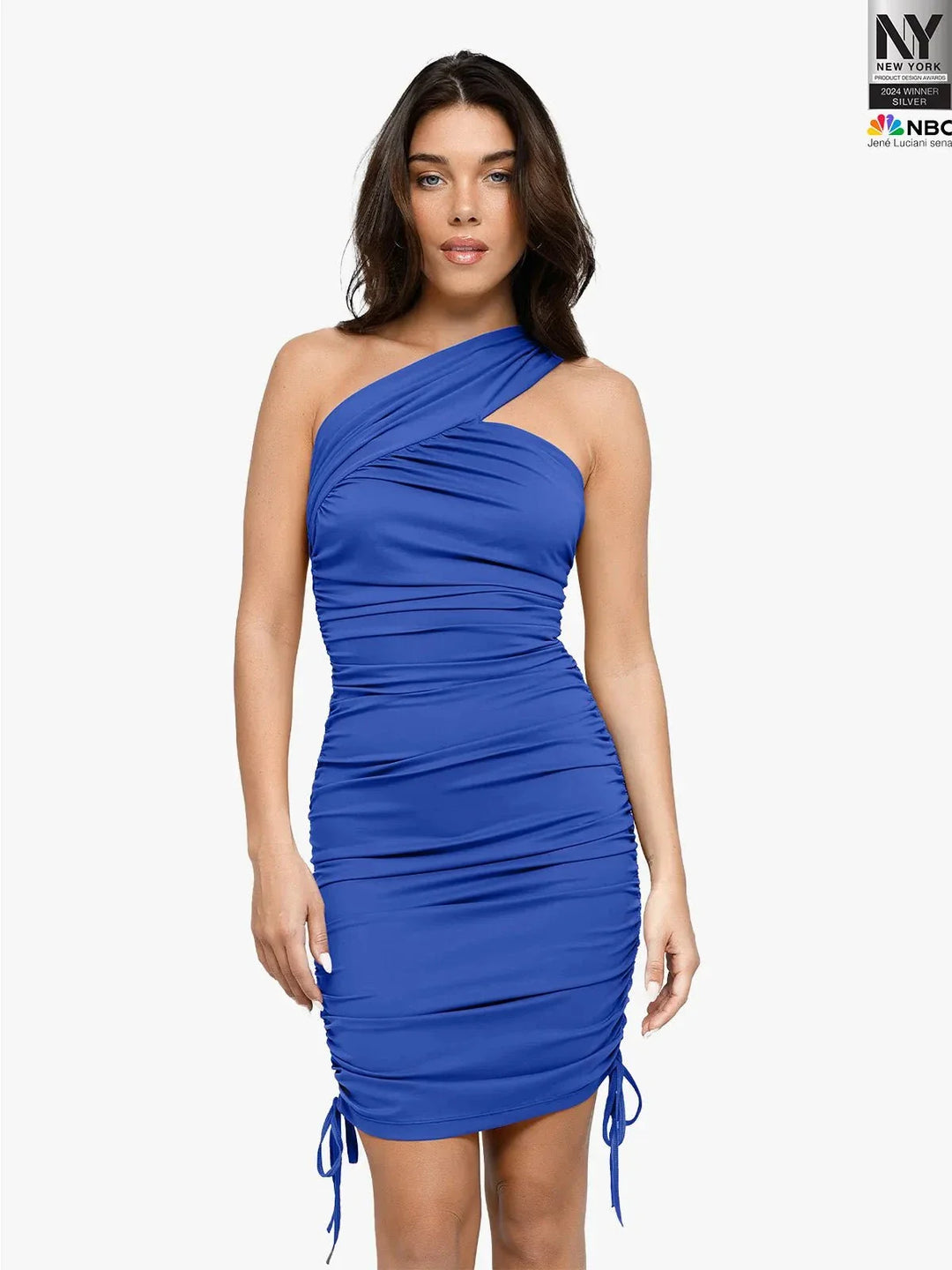 Bluetag Cooling Shapewear One-Shoulder Ruched Bodycon Dress - Modefluss