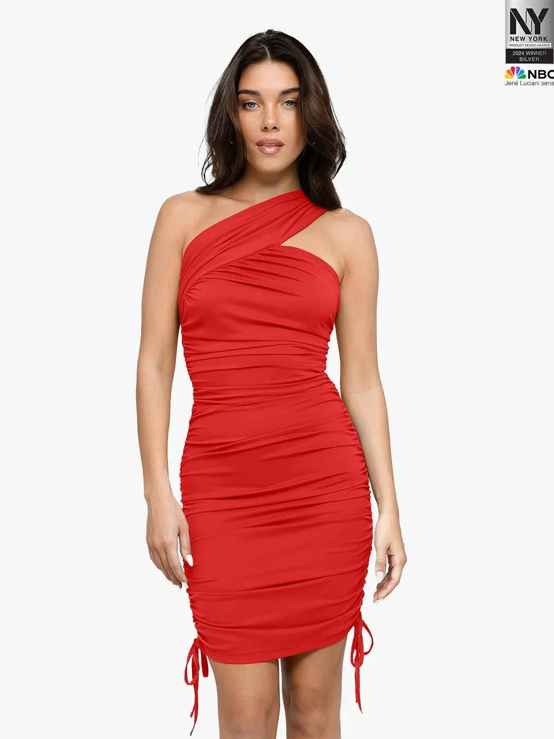 Bluetag Cooling Shapewear One-Shoulder Ruched Bodycon Dress - Modefluss