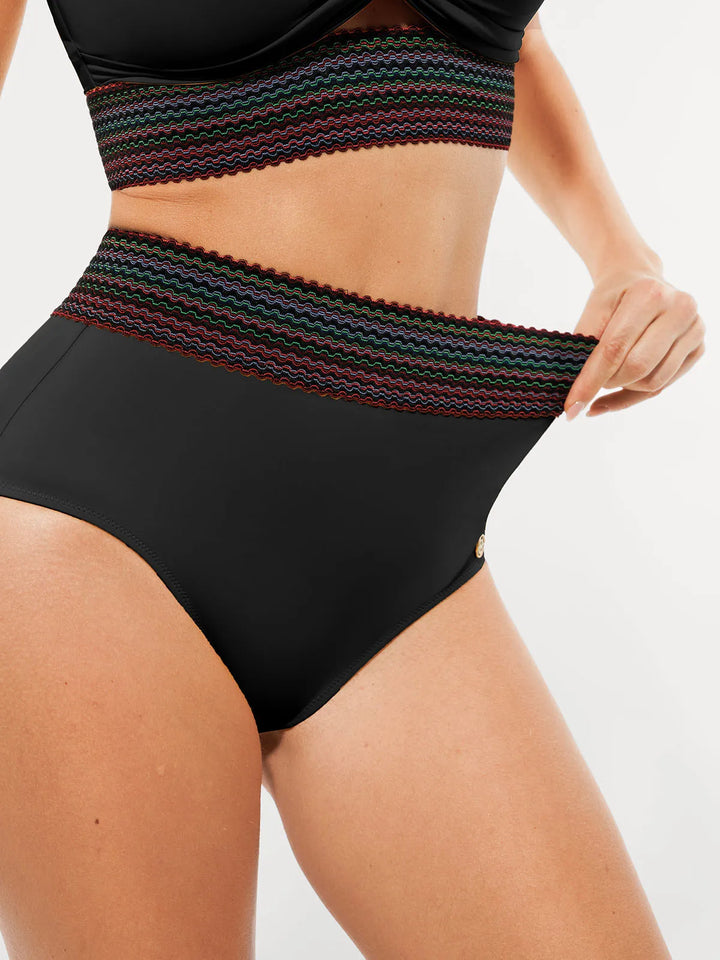 Boho Trim High Waist Tummy Control Bikini Set - Modefluss