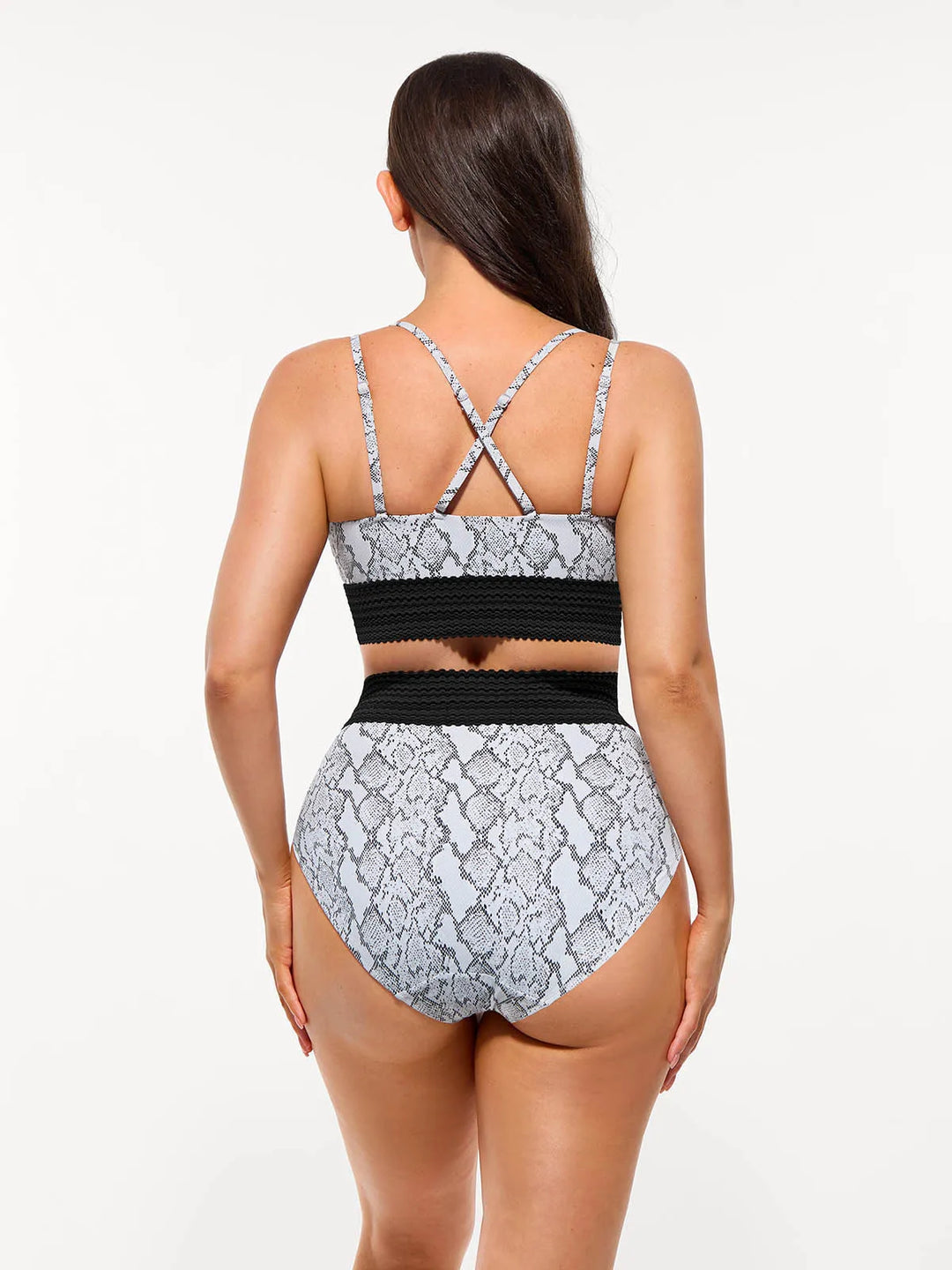 Boho Trim High Waist Tummy Control Bikini Set - Modefluss