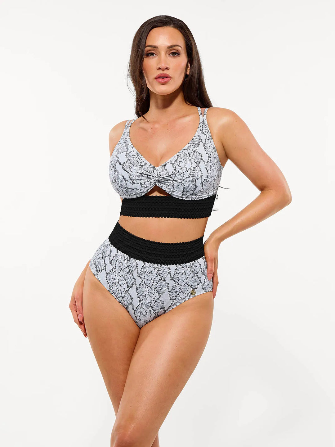 Boho Trim High Waist Tummy Control Bikini Set - Modefluss