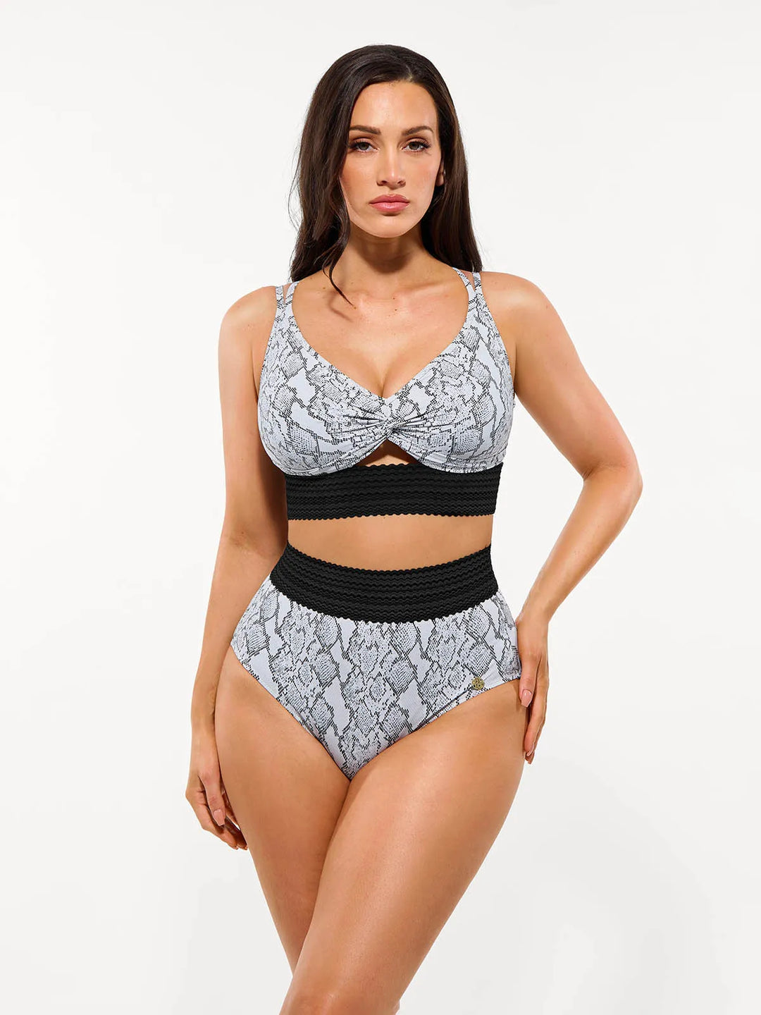 Boho Trim High Waist Tummy Control Bikini Set - Modefluss