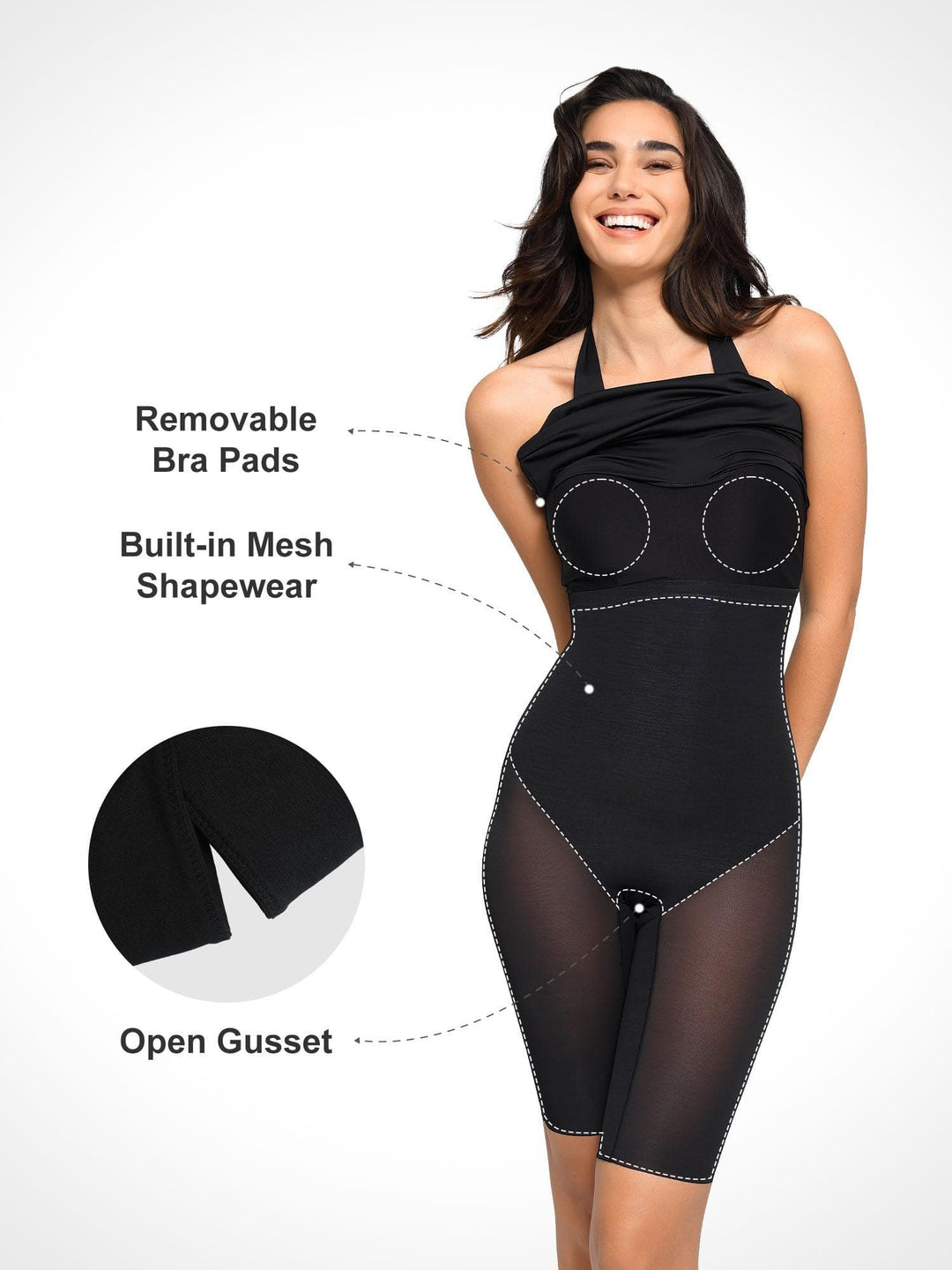 Shapewear Convertible Backless Halter Sculpting Midi Dress - Modefluss