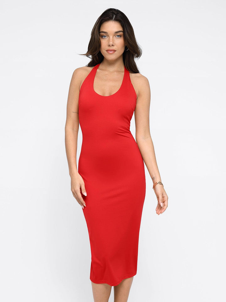 Shapewear Convertible Backless Halter Sculpting Midi Dress - Modefluss