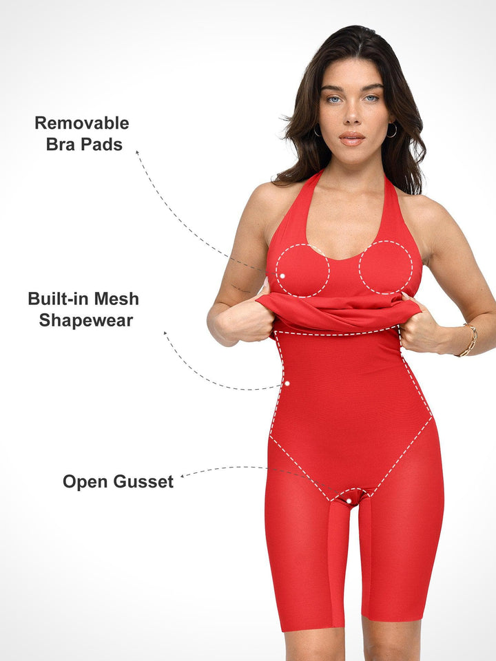 Shapewear Convertible Backless Halter Sculpting Midi Dress - Modefluss