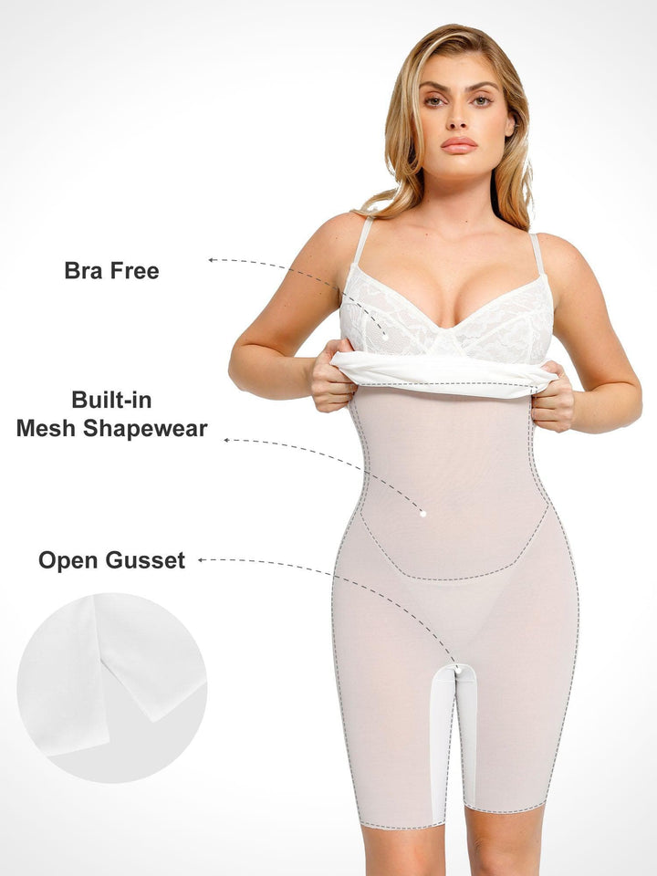 Shapewear Sculpting Lace Corset Midi Slip Dress - Modefluss
