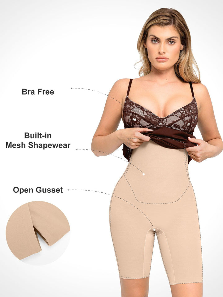 Shapewear Sculpting Lace Corset Midi Slip Dress - Modefluss