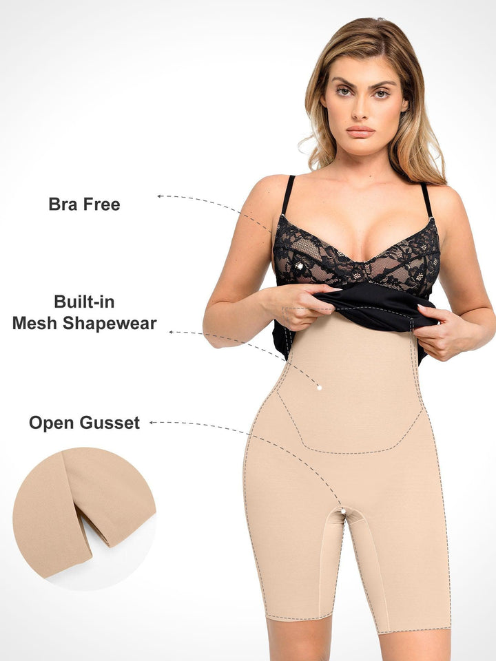 Shapewear Sculpting Lace Corset Midi Slip Dress - Modefluss