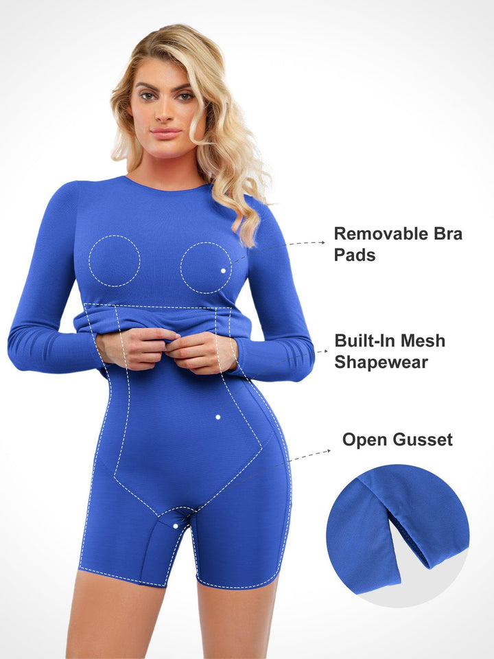 Shapewear Modal Long Sleeve Crew Neck Slimming Midi Dress - Modefluss