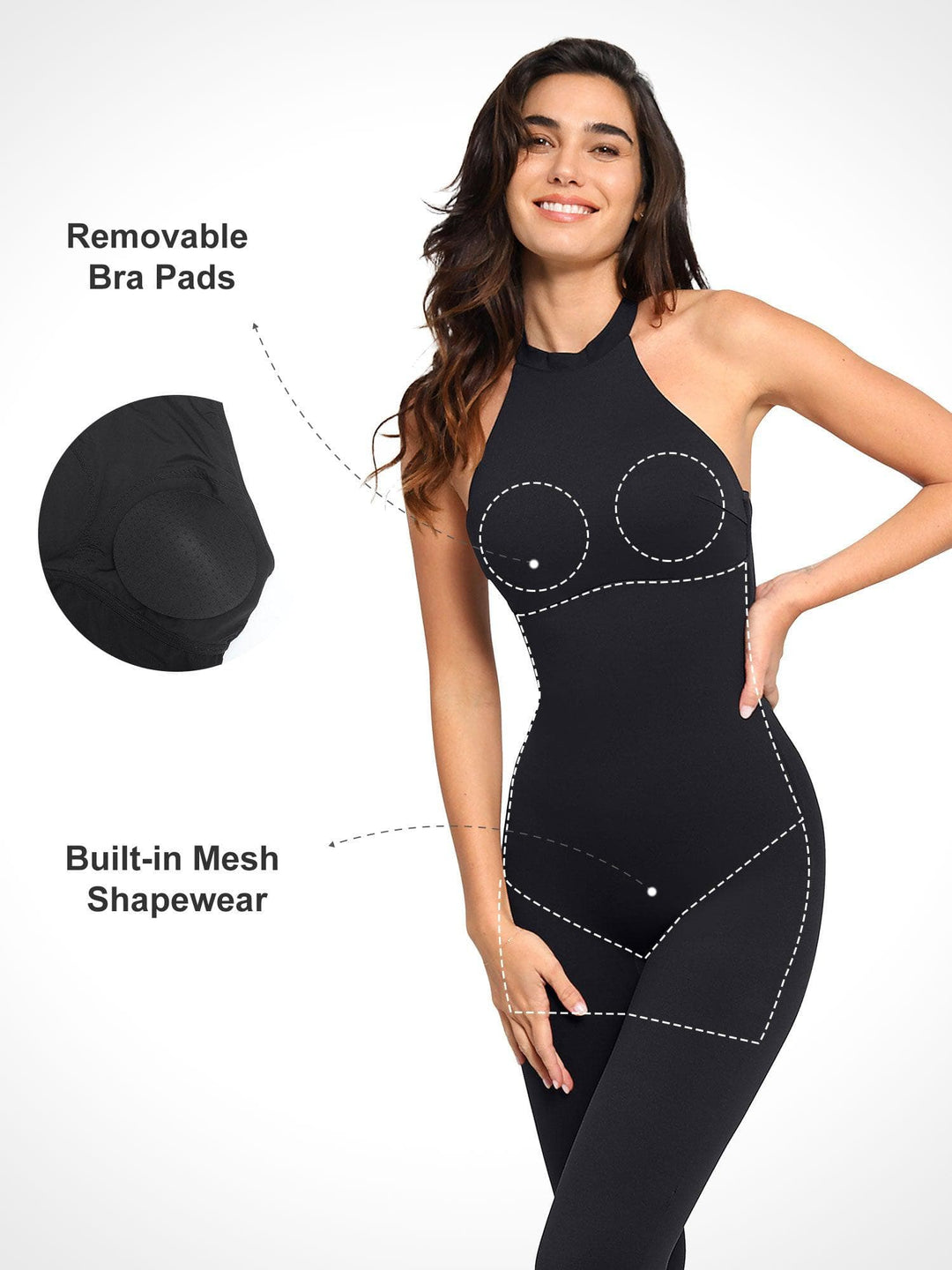 Shapewear Body-Sculpting Halter Neck Jumpsuit - Modefluss