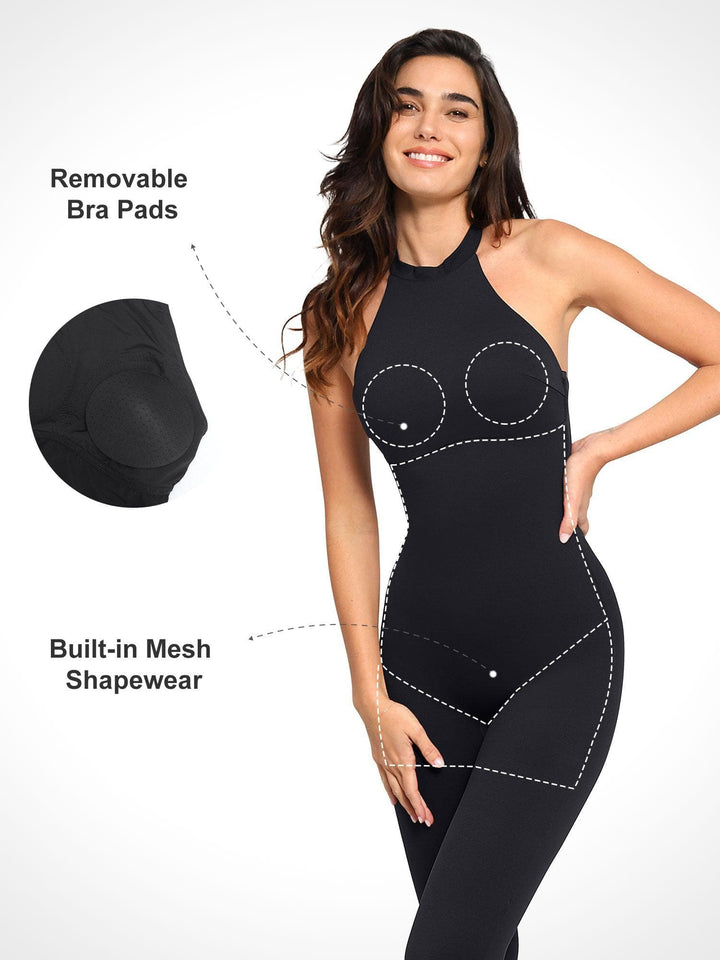 Shapewear Body-Sculpting Halter Neck Jumpsuit - Modefluss