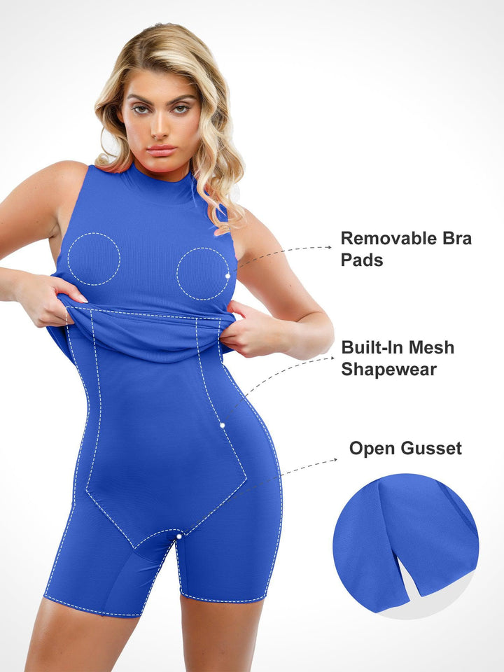 Shapewear Modal Cutaway Mock Neck Slimming Maxi Dress - Modefluss
